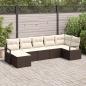 Preview: 7-teilige Garten Sofa Gruppe mit Kissen braunes Poly Rattan, 2-Sitzer Garten Sofa mit Kissen braunes Poly Rattan