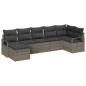 Preview: 7-teiliges Gartensofa-Set mit Kissen Grau Poly Rattan, 2-Sitzer Gartensofa mit Kissen Grau Poly Rattan