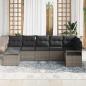 Preview: 7-teiliges Gartensofa-Set mit Kissen Grau Poly Rattan, 2-Sitzer Gartensofa mit Kissen Grau Poly Rattan