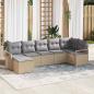 Preview: ARDEBO.de - 7-teiliges Garten Sofa Set mit Kissen Beige Poly Rattan, 2-Sitzer Garten Sofa mit Kissen Beige Poly Rattan