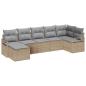 Preview: 7-teiliges Garten Sofa Set mit Kissen Beige Poly Rattan, 2-Sitzer Garten Sofa mit Kissen Beige Poly Rattan