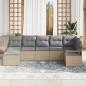Preview: 7-teiliges Garten Sofa Set mit Kissen Beige Poly Rattan, 2-Sitzer Garten Sofa mit Kissen Beige Poly Rattan