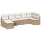 Preview: 7-teiliges Garten Sofa Set mit Kissen Beige Poly Rattan, 2-Sitzer Garten Sofa mit Kissen Beige Poly Rattan