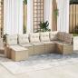 Preview: 7-teiliges Garten Sofa Set mit Kissen Beige Poly Rattan, 2-Sitzer Garten Sofa mit Kissen Beige Poly Rattan