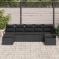 Preview: ARDEBO.de - 7-teilige Garten-Sofa-Lounge mit Kissen Schwarz Poly-Rattan, 2-Sitzer Garten-Sofa mit Kissen Schwarz Poly-Rattan