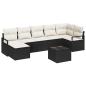 Preview: 7-teiliges Garten Sofa Set mit Kissen braun Poly Rattan, 2-Sitzer Garten Sofa mit Kissen schwarz Poly Rattan