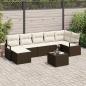 Preview: ARDEBO.de - 7-teilige Garten Sofa Set mit Kissen Grau Poly Rattan, 2-Sitzer Garten Sofa mit Kissen Braun Poly Rattan