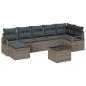 Preview: 7-teiliges Garten-Sofa-Set mit Kissen Schwarz Poly-Rattan, 2-Sitzer Garten-Sofa mit Kissen Grau Poly-Rattan