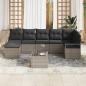 Preview: 7-teiliges Garten-Sofa-Set mit Kissen Schwarz Poly-Rattan, 2-Sitzer Garten-Sofa mit Kissen Grau Poly-Rattan