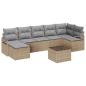 Preview: ARDEBO.de - 8-teiliges Garten Sofa Set mit Kissen Schwarz Poly Rattan, 2-Sitzer Garten Sofa mit Kissen Beige Poly Rattan