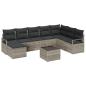 Preview: 8-teiliges Gartensofa Set mit Kissen Grau Poly Rattan, 2-Sitzer Gartensofa mit Kissen Grau Poly Rattan