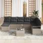 Preview: 8-teiliges Gartensofa Set mit Kissen Grau Poly Rattan, 2-Sitzer Gartensofa mit Kissen Grau Poly Rattan