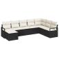 Preview: 8-teiliges Garten-Sofa-Set mit Kissen in Schwarz aus Poly Rattan, 2-Sitzer Garten-Sofa mit Kissen in Schwarz aus Poly Rattan