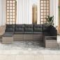Preview: 8-teiliges Garten Sofa Set mit Kissen Grau Poly Rattan, 2-Sitzer Garten Sofa mit Kissen Grau Poly Rattan