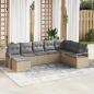 Preview: ARDEBO.de - 8-teiliges Garten-Sofa-Set mit Kissen Beige Poly Rattan, 2-Sitzer Garten-Sofa mit Kissen Beige Poly Rattan