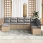 Preview: 8-teiliges Garten-Sofa-Set mit Kissen Beige Poly Rattan, 2-Sitzer Garten-Sofa mit Kissen Beige Poly Rattan