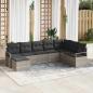 Preview: ARDEBO.de - 8-teiliges Garten-Sofa-Set mit Kissen Hellgrau Poly-Rattan, 2-Sitzer Garten-Sofa mit Kissen Grau Poly-Rattan