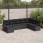 Preview: ARDEBO.de - 8-teiliges Garten Sofa Set mit Kissen Schwarz Poly Rattan, 2-Sitzer Garten Sofa mit Kissen Schwarz Poly Rattan