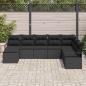 Preview: 8-teiliges Garten Sofa Set mit Kissen Schwarz Poly Rattan, 2-Sitzer Garten Sofa mit Kissen Schwarz Poly Rattan