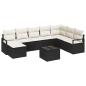 Preview: 8-teiliges Garten Sofa Set mit Kissen in Braun Poly Rattan, 2-Sitzer Garten Sofa mit Kissen in Schwarz Poly Rattan