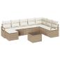 Preview: 9-teiliges Garten Sofa Set mit Kissen Braunes Poly Rattan, 2-Sitzer Garten Sofa mit Kissen Beiges Poly Rattan