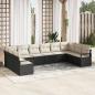 Preview: ARDEBO.de - 10-teiliges Garten Sofa Set mit Kissen Schwarz Poly Rattan, 2-Sitzer Garten Sofa mit Kissen Schwarz Poly Rattan