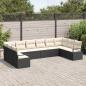 Preview: 10-teiliges Garten Sofa Set mit Kissen Schwarz Poly Rattan, 2-Sitzer Garten Sofa mit Kissen Schwarz Poly Rattan