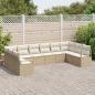 Preview: 10-teiliges Garten-Sofa-Set mit Kissen Beige Poly Rattan, 2-Sitzer Garten-Sofa mit Kissen Beige Poly Rattan