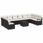 Preview: ARDEBO.de - 10-teiliges Garten Sofa Set mit Kissen Braun Poly Rattan, 2-Sitzer Garten Sofa mit Kissen Schwarz Poly Rattan