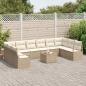 Preview: 11-teilige Garten Sofa Set mit Kissen Braunes Poly Rattan, 2-Sitzer Garten Sofa mit Kissen Beiges Poly Rattan