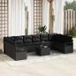 Preview: ARDEBO.de - 11-teiliges Garten-Sofa-Set mit Kissen in Beige aus Poly Rattan, 2-Sitzer Garten Sofa mit Kissen in Schwarz aus Poly Rattan