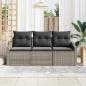 Preview: 3-teiliges Garten-Sofa-Set mit Kissen Grau Poly-Rattan