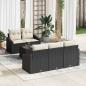 Preview: ARDEBO.de - 6-teiliges Garten Sofa Set mit Kissen Schwarz Poly Rattan