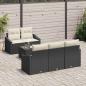 Preview: 6-teiliges Garten Sofa Set mit Kissen Schwarz Poly Rattan