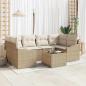 Preview: ARDEBO.de - 7-teiliges Garten Sofa Set mit Kissen Beige Poly Rattan
