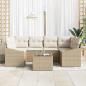 Preview: 7-teiliges Garten Sofa Set mit Kissen Beige Poly Rattan