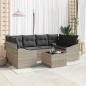 Preview: ARDEBO.de - 7-teiliges Garten-Sofa-Set mit Kissen Hellgrau Poly Rattan