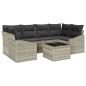 Preview: 7-teiliges Garten-Sofa-Set mit Kissen Hellgrau Poly Rattan