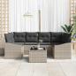 Preview: 7-teiliges Garten-Sofa-Set mit Kissen Hellgrau Poly Rattan
