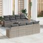Preview: ARDEBO.de - 9-teiliges Garten Sofa Set mit Kissen in Hellgrau aus Poly Rattan