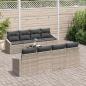 Preview: 9-teiliges Garten Sofa Set mit Kissen in Hellgrau aus Poly Rattan