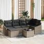 Preview: ARDEBO.de - 6-teiliges Garten Sofa Set mit Kissen Schwarz Poly Rattan