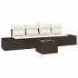 Preview: 5-teiliges Garten Sofa Set mit Kissen Braunes Poly Rattan