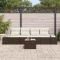 Preview: 5-teiliges Garten Sofa Set mit Kissen Braunes Poly Rattan