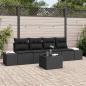 Preview: ARDEBO.de - 5-teiliges Garten Sofa Set mit Kissen Schwarz Poly Rattan