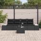 Preview: 5-teiliges Garten Sofa Set mit Kissen Schwarz Poly Rattan