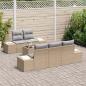 Preview: 6-teiliges Garten-Sofa-Set mit Kissen Beige Poly-Rattan