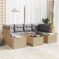 Preview: ARDEBO.de - 7-teiliges Garten-Sofa-Set mit Kissen Beige Poly Rattan