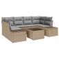 Preview: 7-teiliges Garten-Sofa-Set mit Kissen Beige Poly Rattan