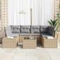 Preview: 7-teiliges Garten-Sofa-Set mit Kissen Beige Poly Rattan